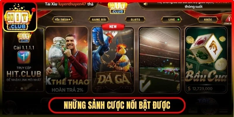 Thể Thao Hitclub - Tin Nhanh Cập Nhật Kèo Hấp Dẫn Nhất 2 Hitclub Những sảnh cược nổi bật được nhiều thành viên lựa chọn